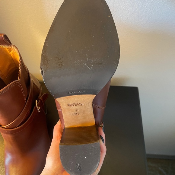 Coach Jackson leather heeled boots saddle brown, size 9 - Picture 8 of 8